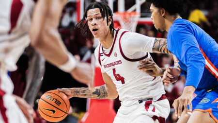 Razorbacks forward Trevon Brazile against Florida