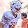 Texas Longhorns quarterback Arch Manning in pregame warmups before playing Arkansas