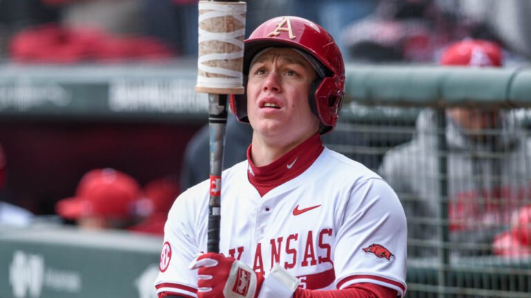 Razorbacks centerfielder Charles Davalan on deck